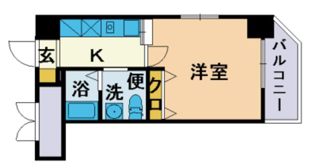 エンクレスト渡辺通(1K/9階)の間取り写真