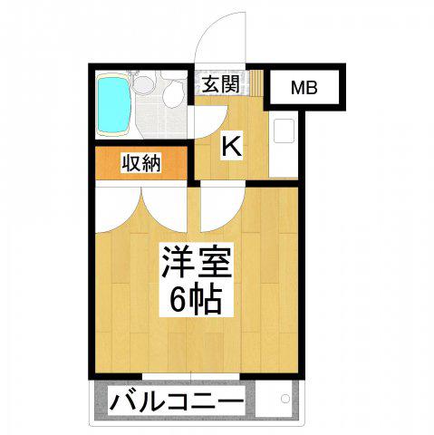 エクセル大野芝(ワンルーム/2階)の間取り写真