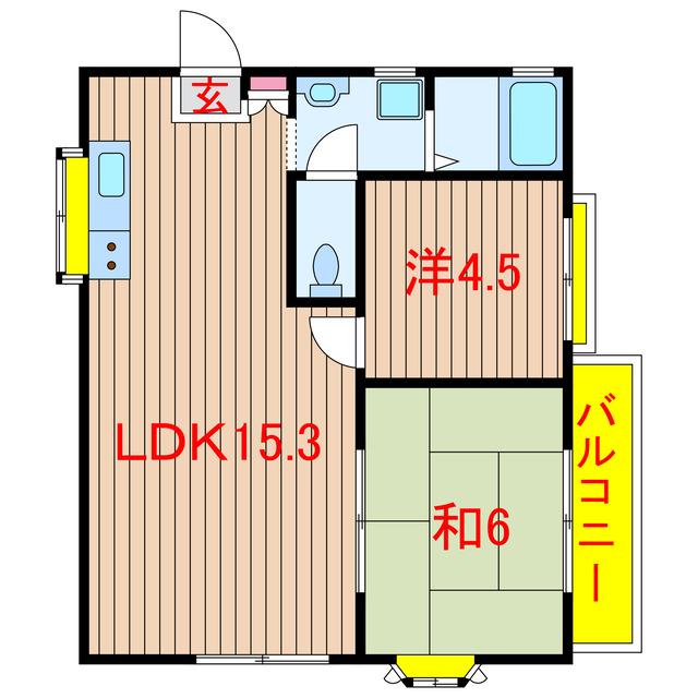 菊地ハイツ(2LDK/2階)の間取り写真