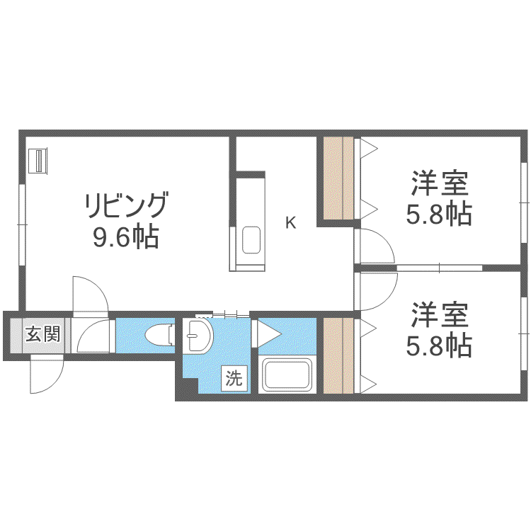 ルミエール SUHARA B舘(2LDK/2階)の間取り写真