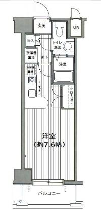 カーサ大井町(ワンルーム/6階)の間取り写真