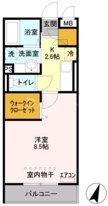 コアロード D(1K/3階)の間取り写真