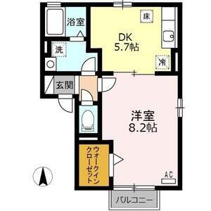 ルミエール(1DK/1階)の間取り写真