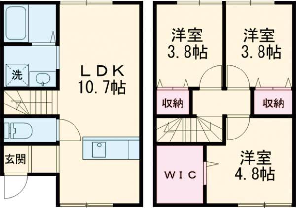 アイナス B棟(3LDK/1階)の間取り写真