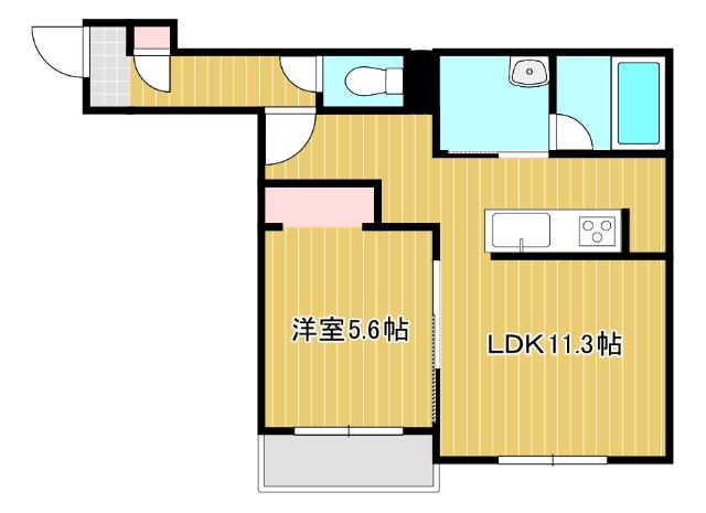 千歳市東郊AP(1LDK/3階)の間取り写真