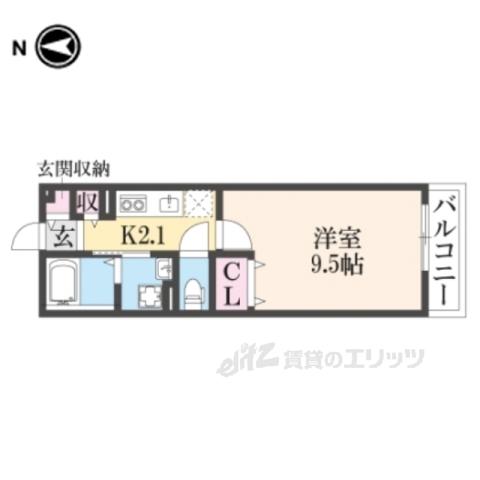 イリーデⅡ(1K/2階)の間取り写真