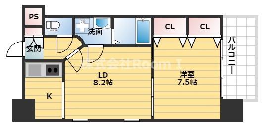 クレセル上町台(1LDK/7階)の間取り写真