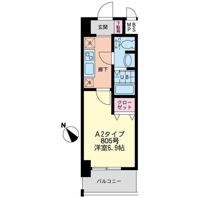 プラティス横須賀(1K/8階)の間取り写真