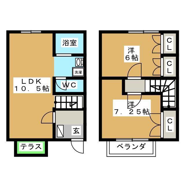 市川ガーデンヴィラ(2LDK/1階)の間取り写真
