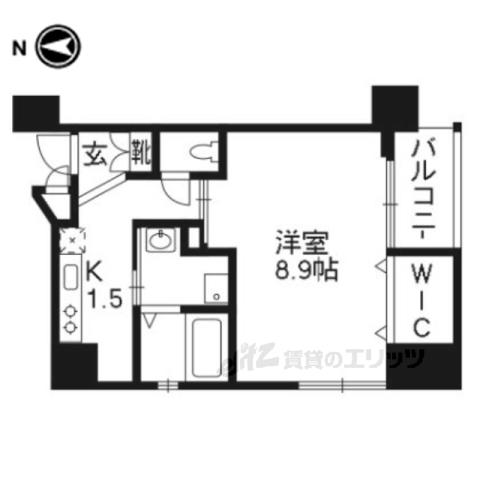 ベラジオ西陣聚楽(1K/4階)の間取り写真