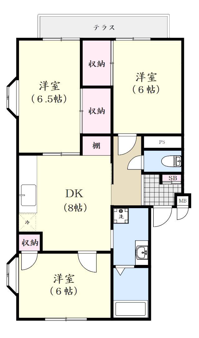 アクティブホソイA(3DK/2階)の間取り写真