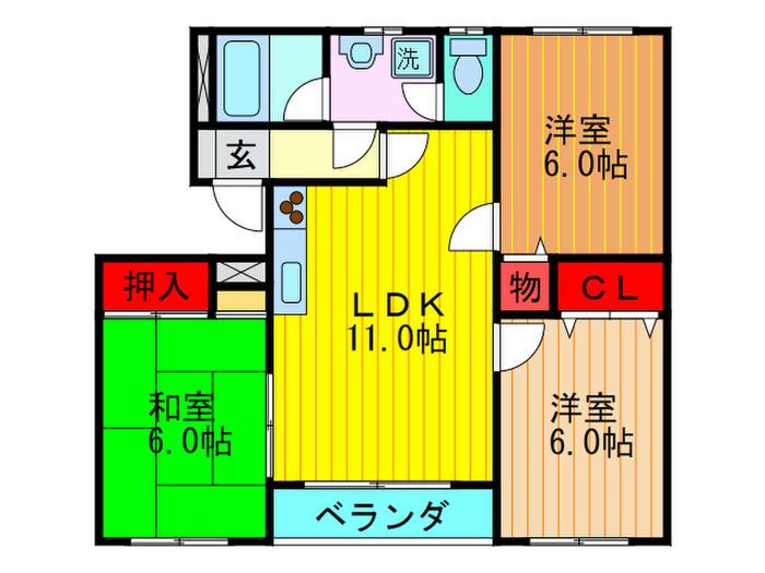 エスポワール(3LDK/2階)の間取り写真