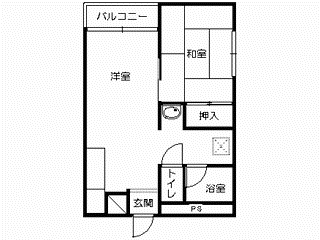 煉瓦館ビル コーポ中田(1LDK/5階)の間取り写真