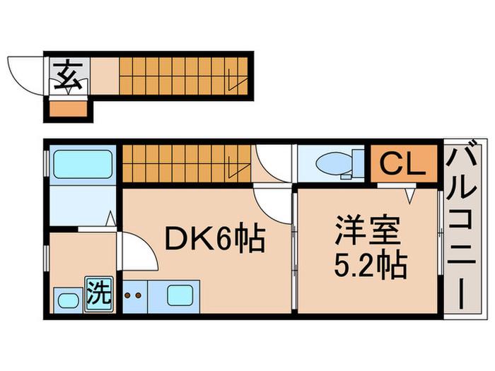 ハーモニーガーデン(1DK/2階)の間取り写真