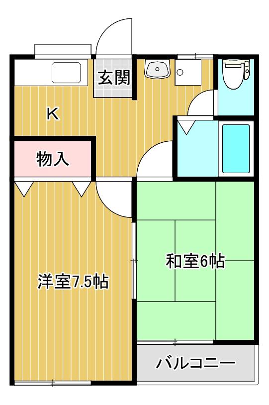 メモワールB(2K/1階)の間取り写真