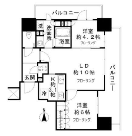 ザ・パークハウス川口本町(2LDK/18階)の間取り写真