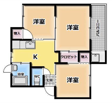 京都あすか(3K/1階)の間取り写真