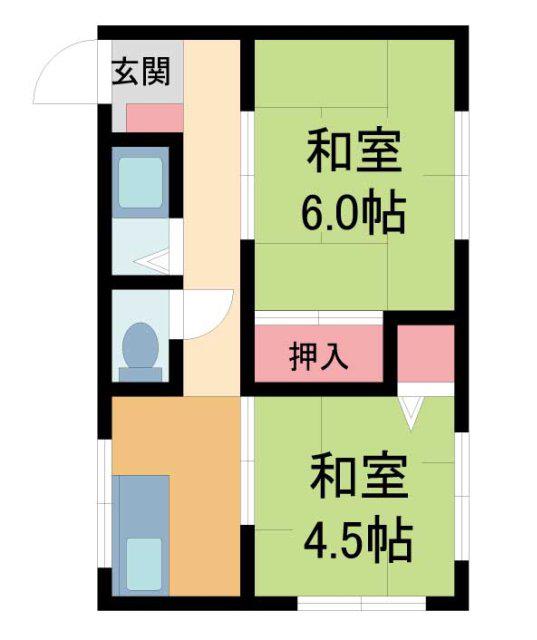 パレス池田住吉(2DK/3階)の間取り写真
