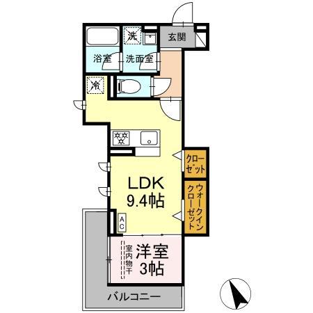 アリヴィオ(1LDK/2階)の間取り写真