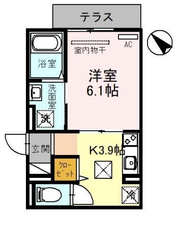 RIHITO堺東(1K/1階)の間取り写真