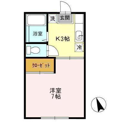 千歳山ハイツ(1K/2階)の間取り写真