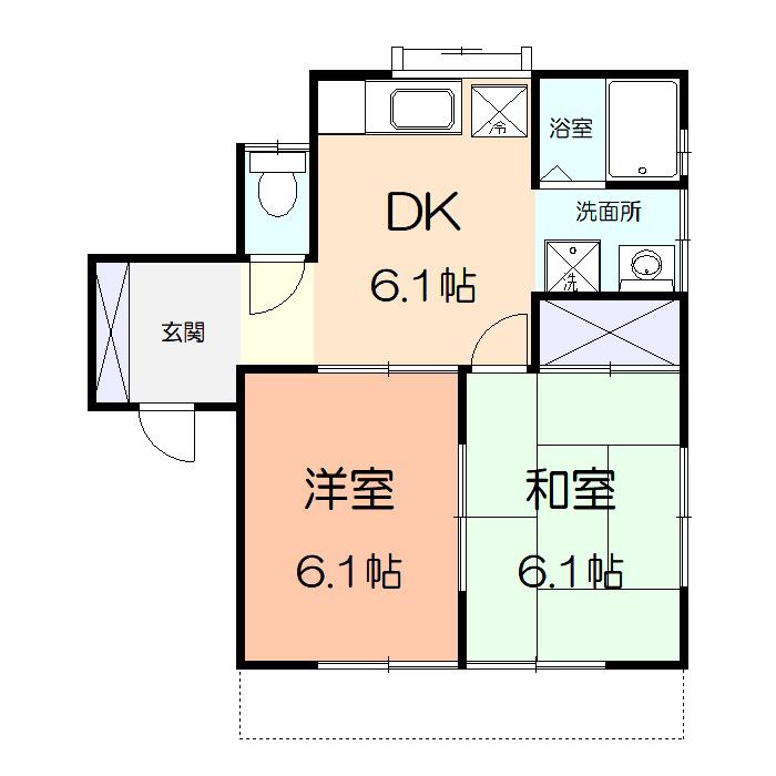 サンハイツ小山(2DK/1階)の間取り写真