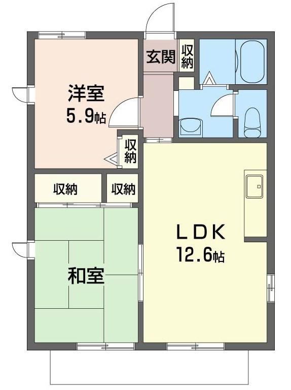 カーサコンフォートA(2LDK/1階)の間取り写真