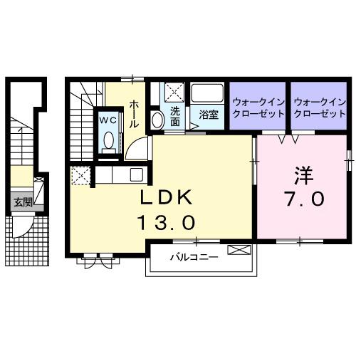 エバーグリーン(1LDK/2階)の間取り写真