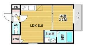 GRAND FUSE(1LDK/3階)の間取り写真
