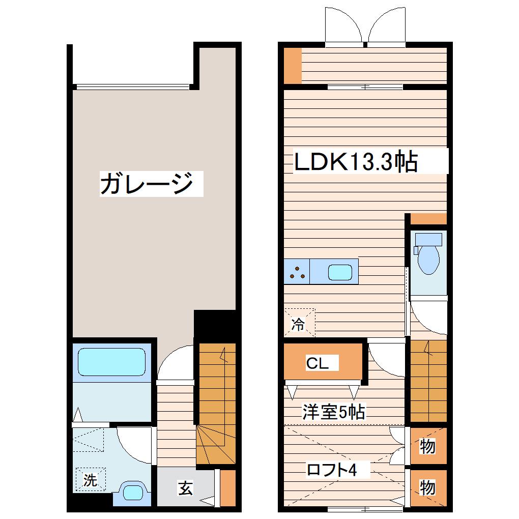 ラフィナM(1LDK/1階)の間取り写真