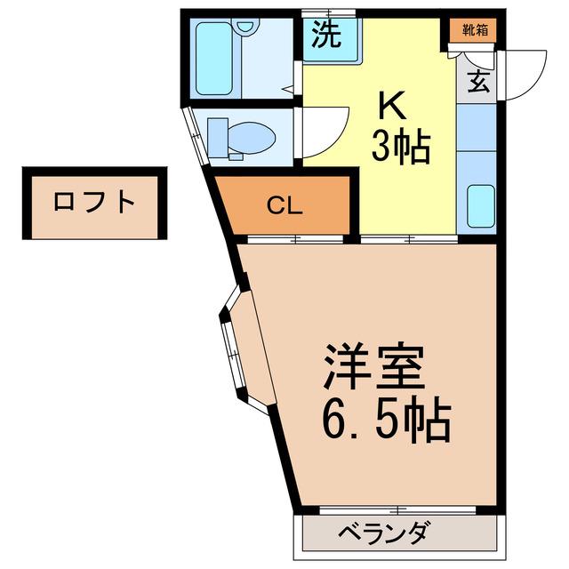 ストリーム21(1K/3階)の間取り写真