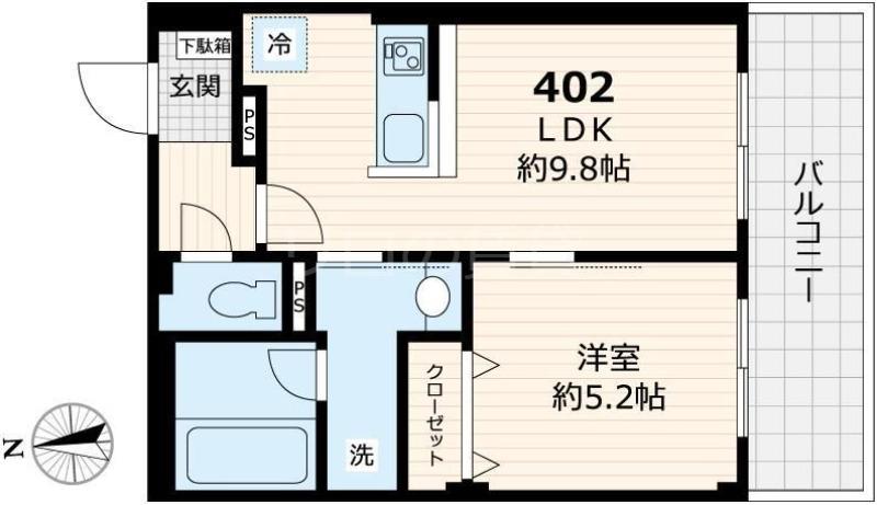 セル エット ルミエール(1LDK/4階)の間取り写真