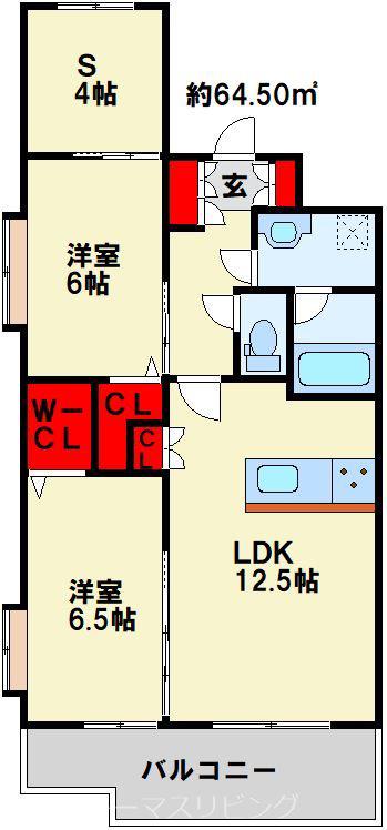 コンプレート金田(2SLDK/13階)の間取り写真