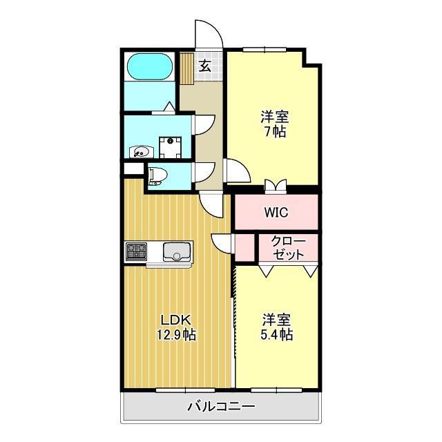 ベルクレール(2LDK/2階)の間取り写真