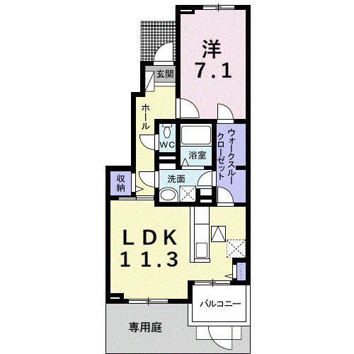 コート ポルックス(1LDK/1階)の間取り写真