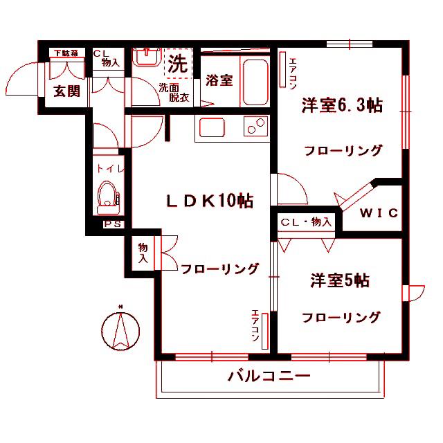 GRASS PARK(2LDK/2階)の間取り写真