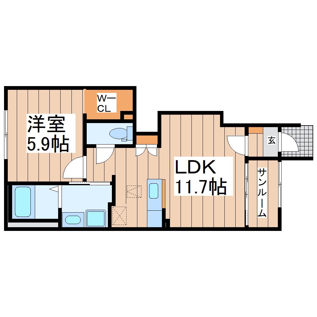 ユーフォリア(1LDK/1階)の間取り写真