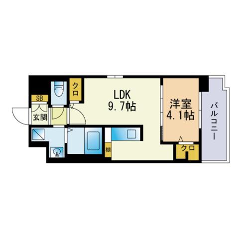 プリメール貝塚(1LDK/1階)の間取り写真