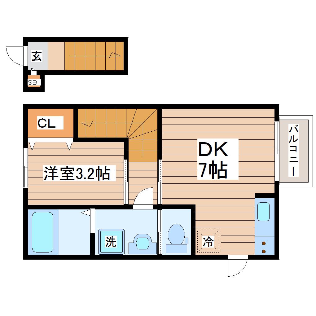 PINE S (1DK/2階)の間取り写真