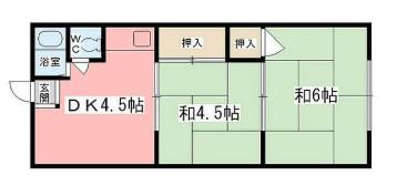 いわさきアパート(2DK/2階)の間取り写真