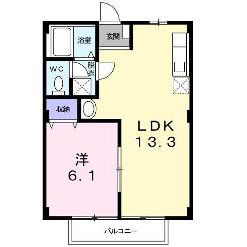 カサグランデ宍戸B(1LDK/1階)の間取り写真