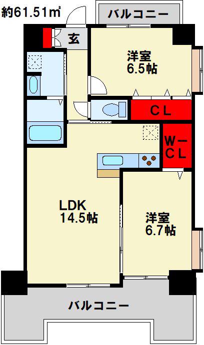 サンシャインプリンセス五番街(2LDK/8階)の間取り写真