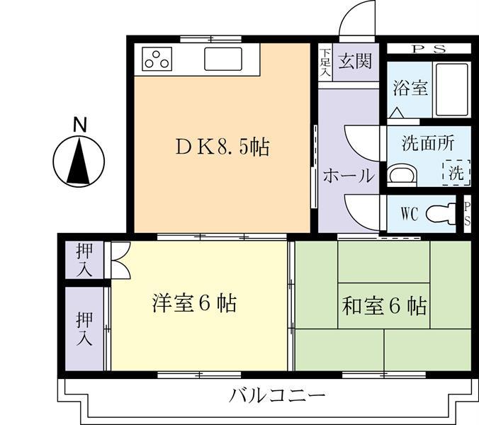スミヤマンション(2DK/2階)の間取り写真