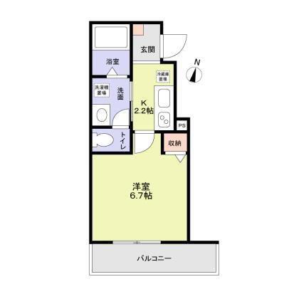 GRAND BLEU MAISON(1K/2階)の間取り写真