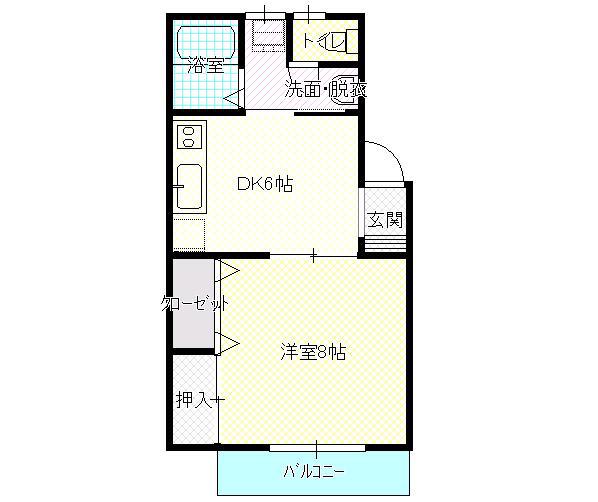A-HOUSEIII(1DK/2階)の間取り写真