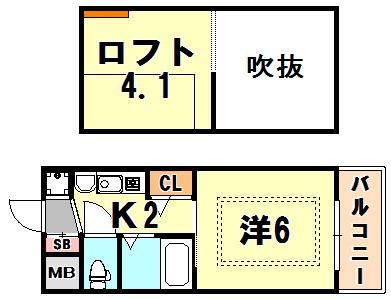 エステムコート三宮駅前ラ・ドゥー(1K/9階)の間取り写真