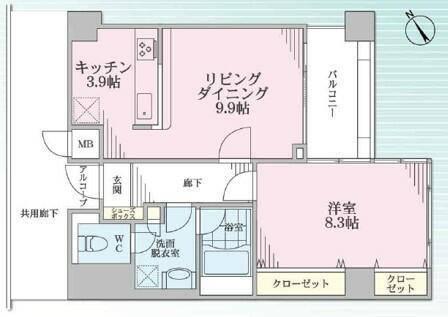 ルート鵠沼(1LDK/2階)の間取り写真
