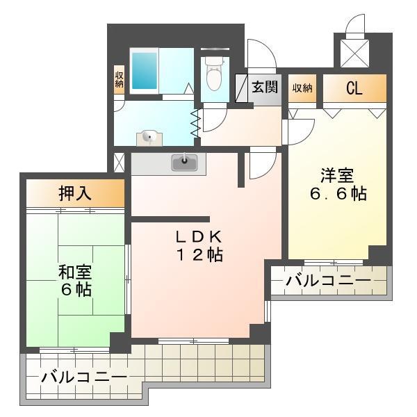 シティ南落合(2LDK/1階)の間取り写真