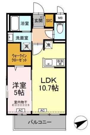 ロイジェントパークス西馬込(1LDK/3階)の間取り写真