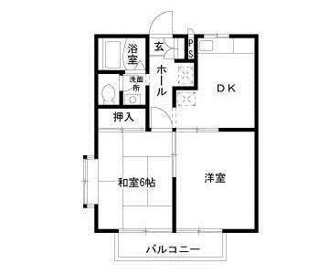 エステート桜ヶ丘(2DK/2階)の間取り写真
